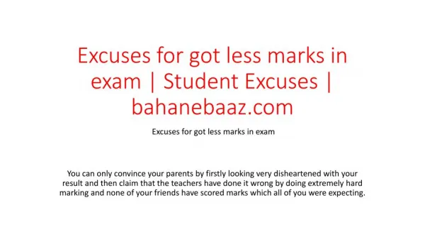 Excuses for got less marks in exam | Student Excuses | bahanebaaz.com