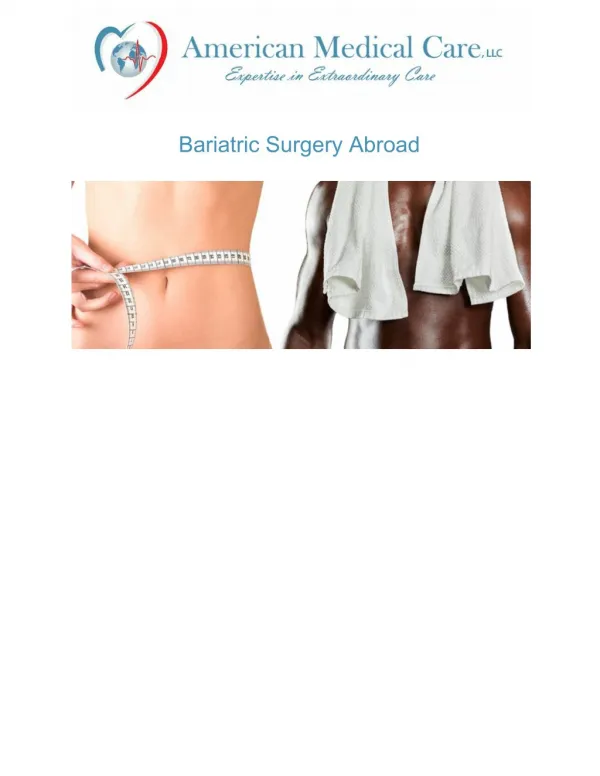 Bariatric Surgery | Medical Treatment Abroad | Medical Tourism | American Medical Care
