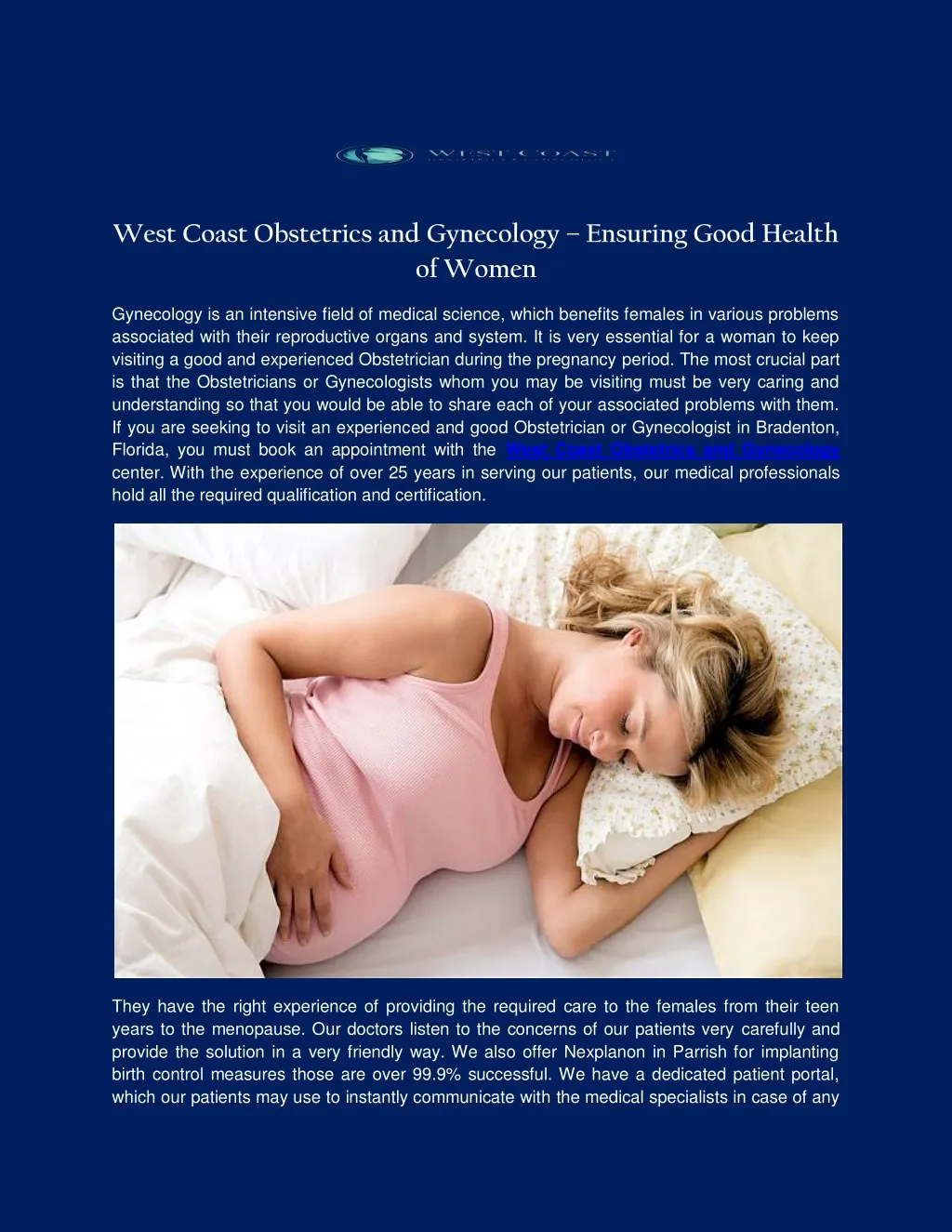 west coast obstetrics and gynecology ensuring