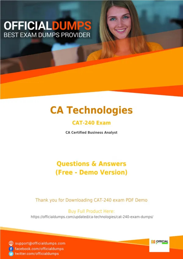CAT-240 - Learn Through Valid CA Technologies CAT-240 Exam Dumps - Real CAT-240 Exam Questions