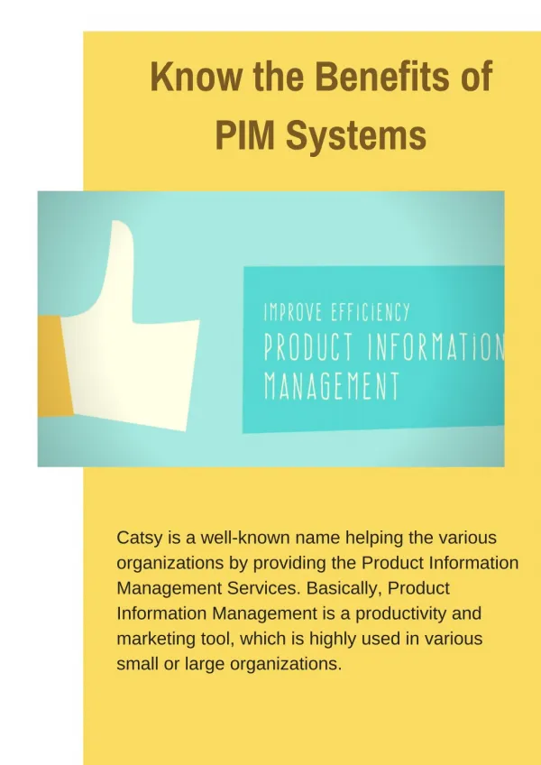 Know the Benefits of PIM Systems