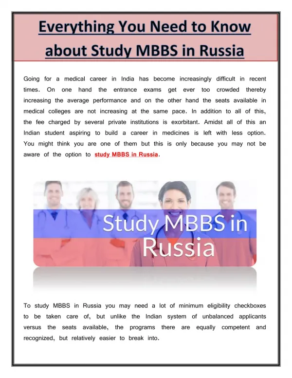 Everything You Need to Know About Study MBBS in Russia