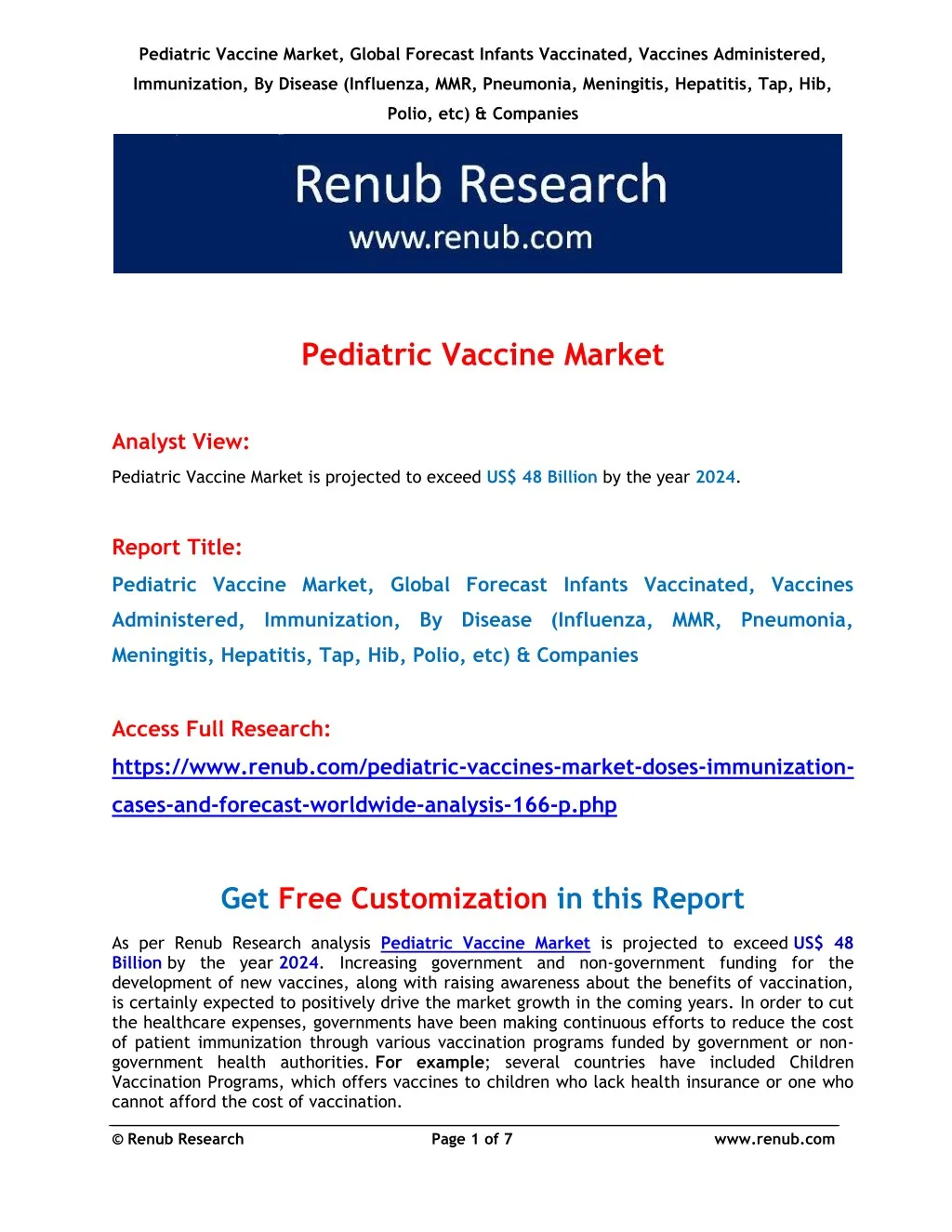 pediatric vaccine market global forecast infants