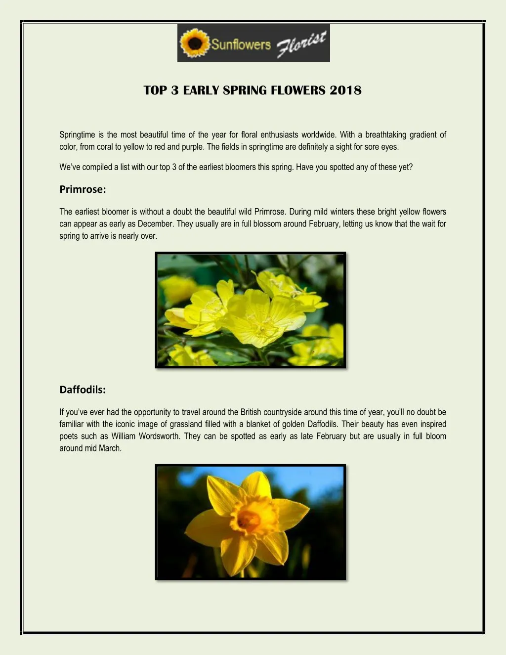top 3 early spring flowers 2018