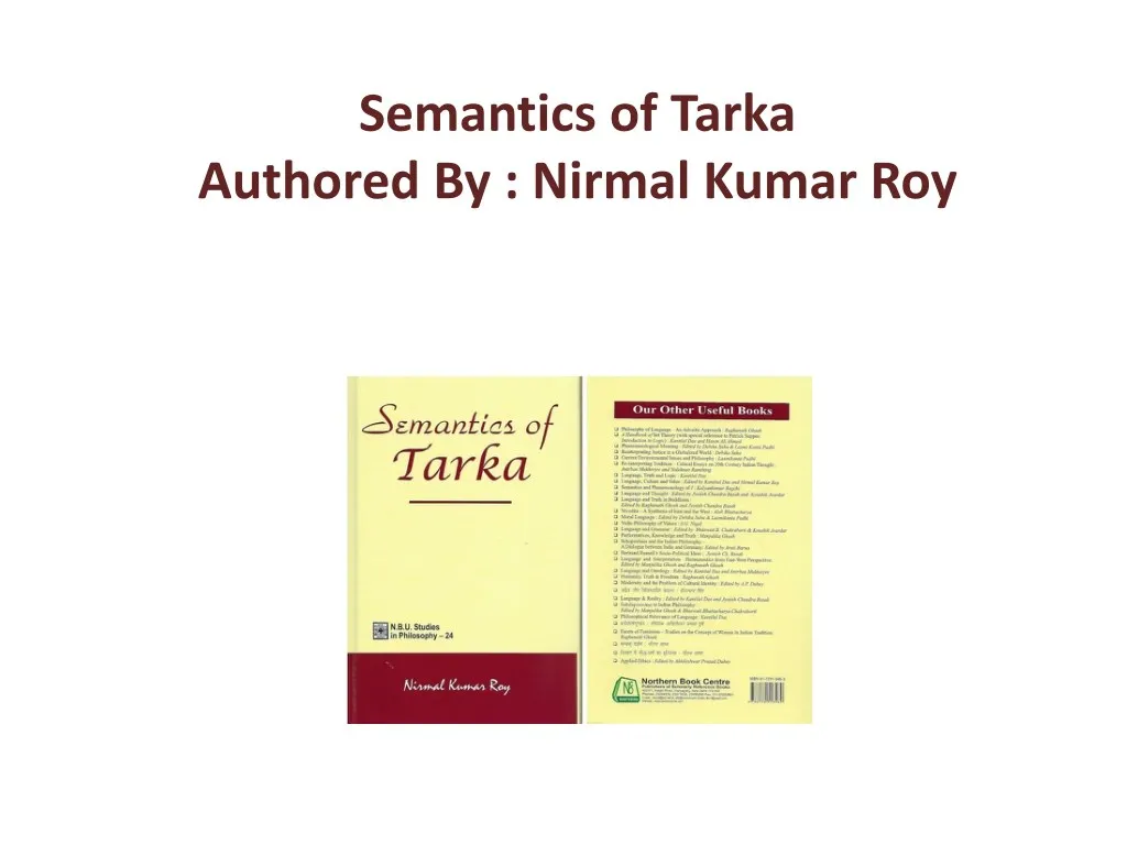 semantics of tarka authored by nirmal kumar roy