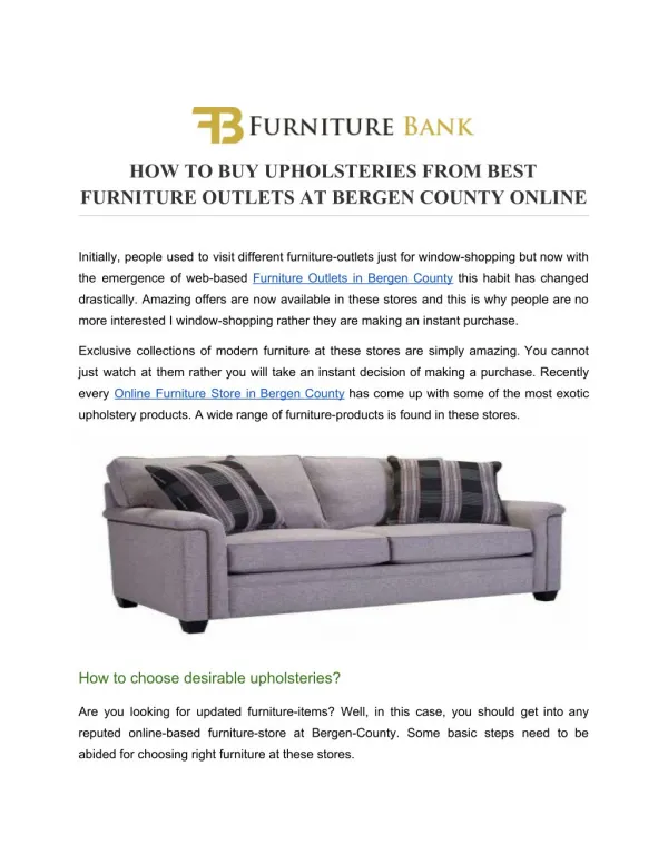 HOW TO BUY UPHOLSTERIES FROM BEST FURNITURE OUTLETS AT BERGEN COUNTY ONLINE