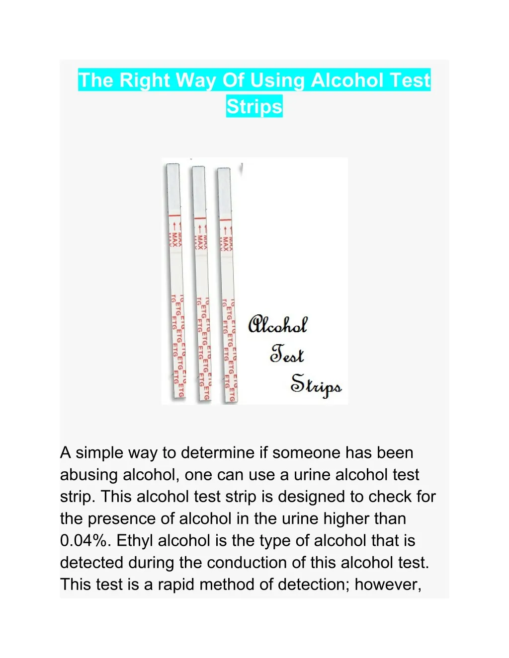 the right way of using alcohol test strips