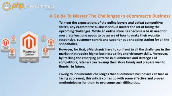 A Guide To Master The Challenges In eCommerce Business