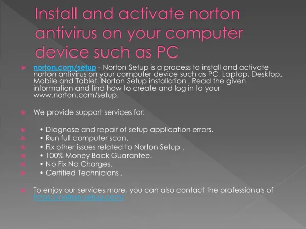 norton.com/setup - install and activate norton antivirus on your computer