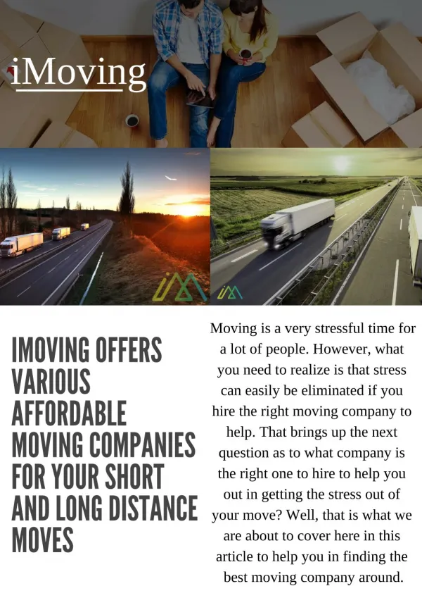 Affordable Moving Companies For Short and Long Distance Moves