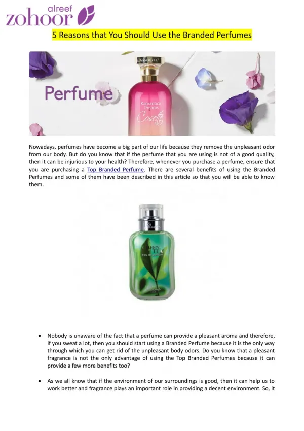 5 Reasons that You Should Use the Branded Perfumes