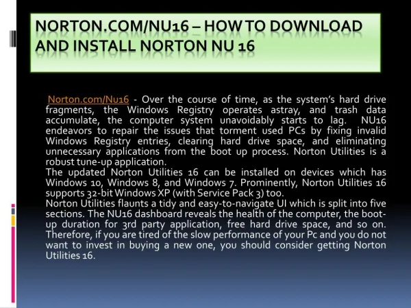 How to Download and Install Norton Nu 16