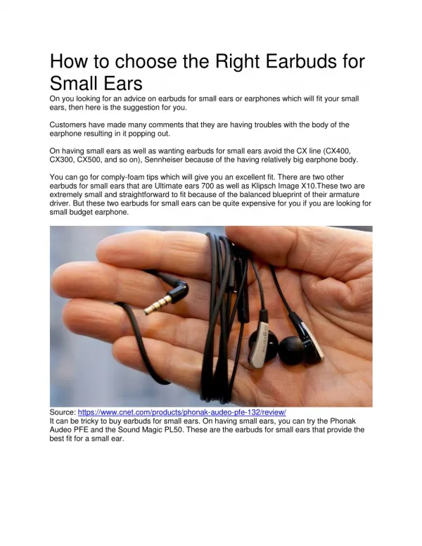Earbuds for small ears guide