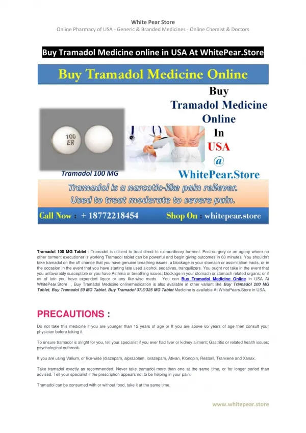Buy Tramadol Medicine online