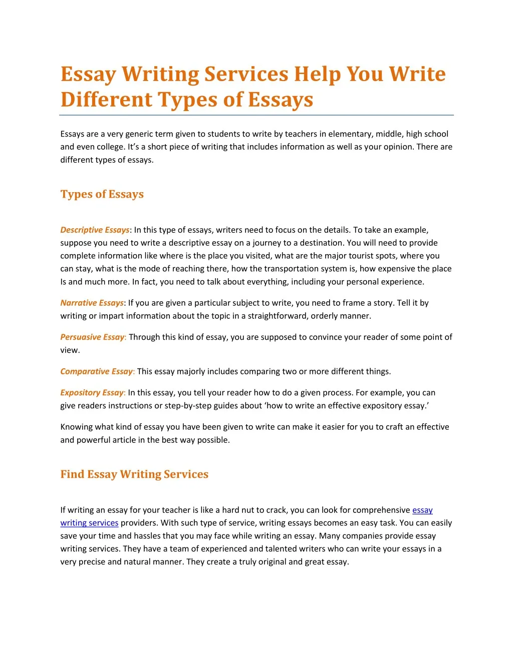essay writing services help you write different