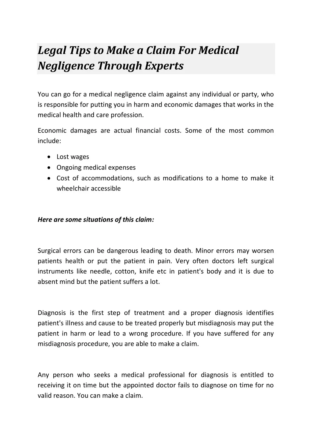 legal tips to make a claim for medical negligence
