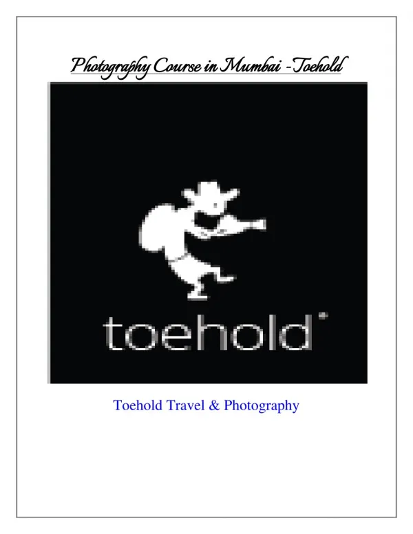 Join Photography course in Mumbai - Toehold