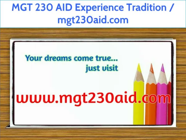 MGT 230 AID Experience Tradition / mgt230aid.com