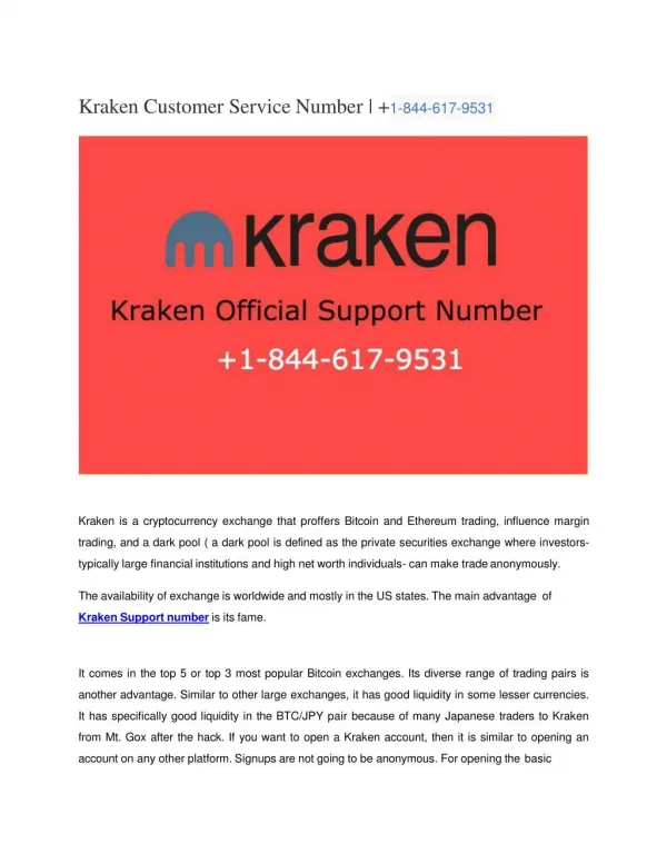 Kraken Technical Support Number