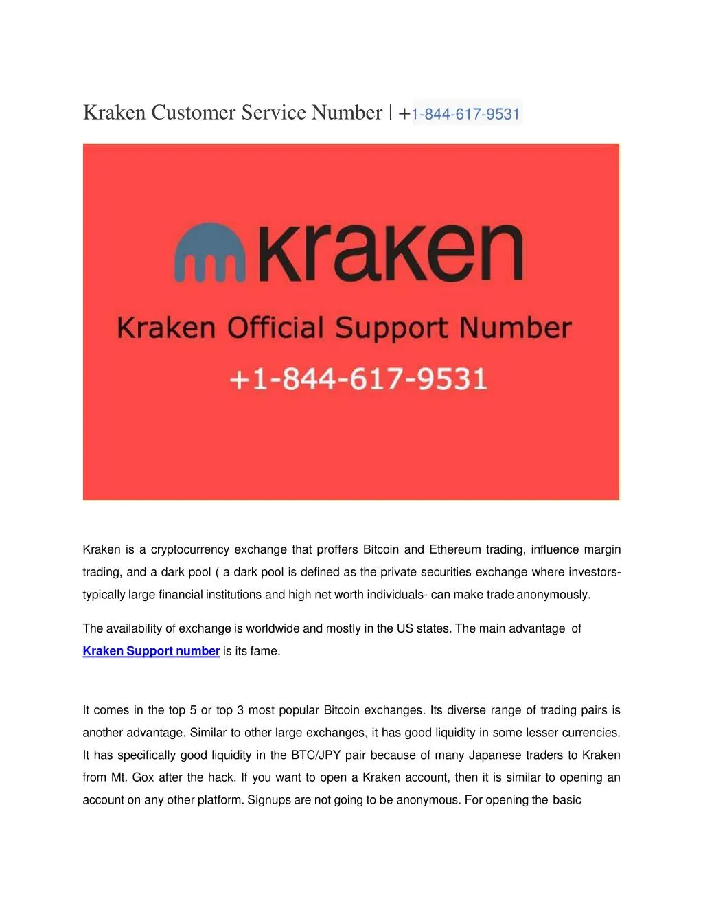 kraken customer service number 1 844 617 9531