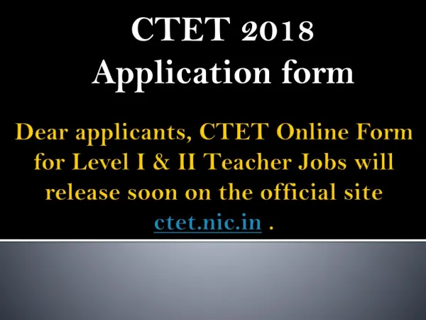 CTET 2018 Notification
