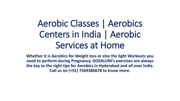 Aerobic Classes | Aerobics Centers in India | Aerobic Services at Home