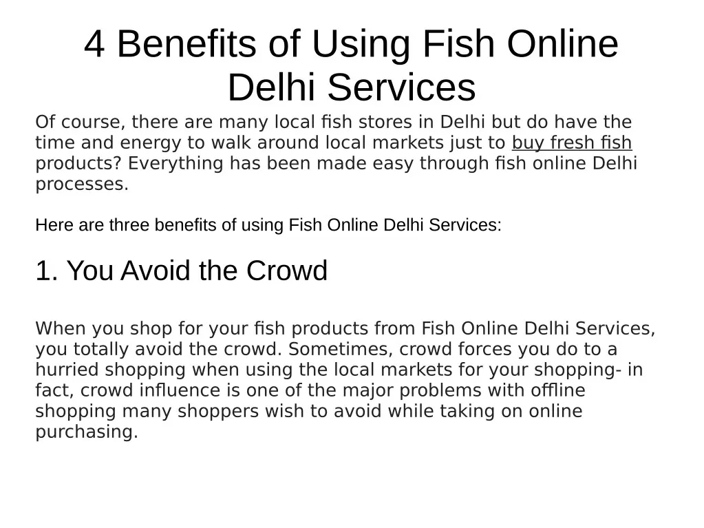 4 benefits of using fish online delhi services