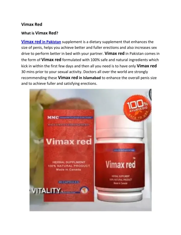 Vimax Red in Pakistan