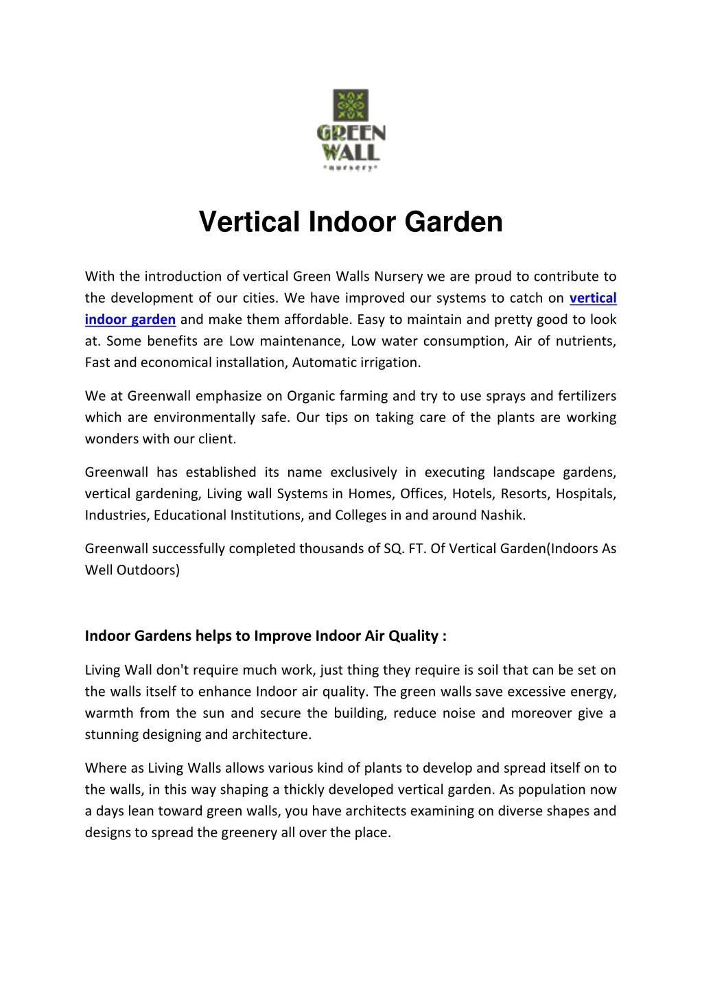 vertical indoor garden