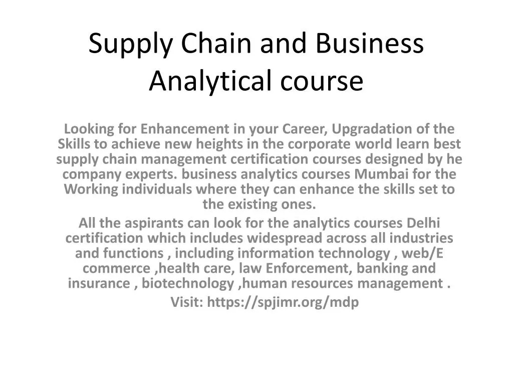 supply chain and business analytical course