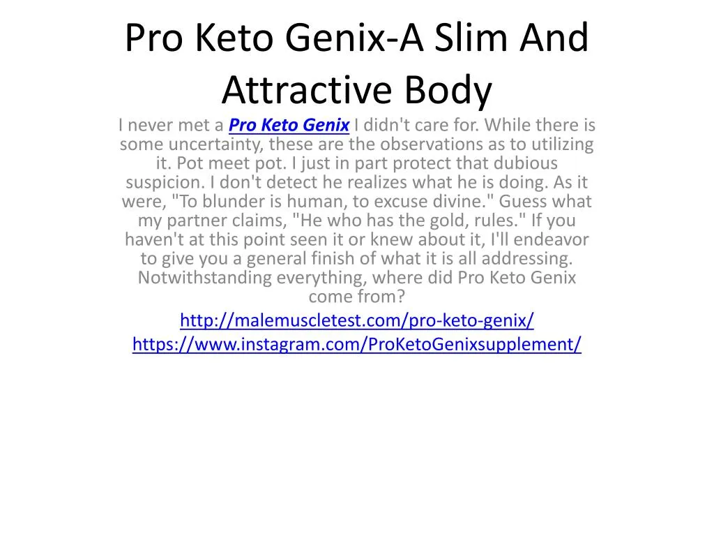 pro keto genix a slim and attractive body