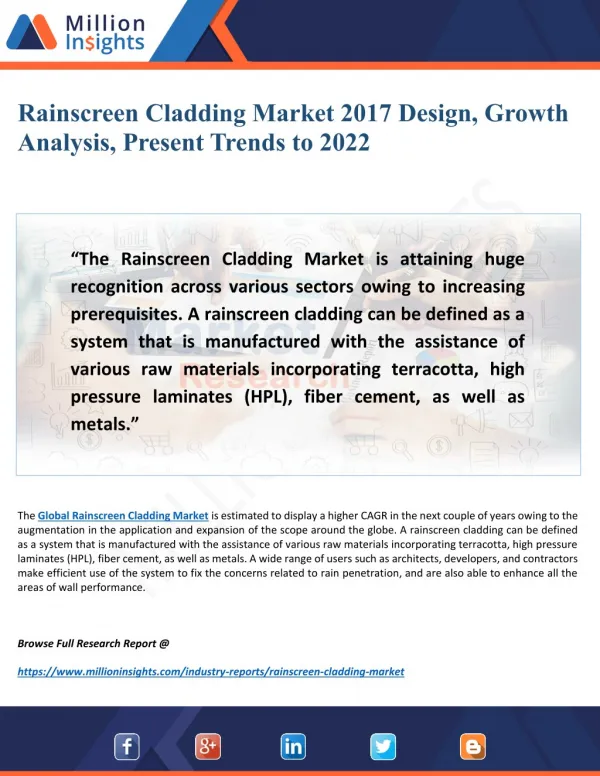 Rainscreen Cladding Market Future Investments, Business Opportunities