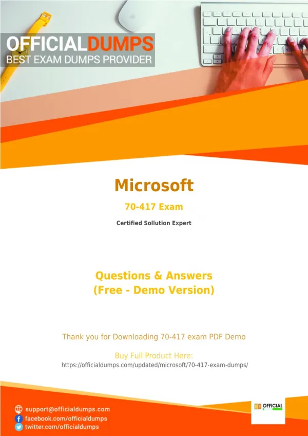 70-417 - Learn Through Valid Microsoft 70-417 Exam Dumps - Real 70-417 Exam Questions