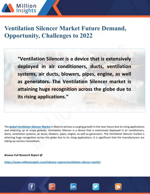 Ventilation Silencer Market Research Report 2022: New Trends, Outlook, Strategies