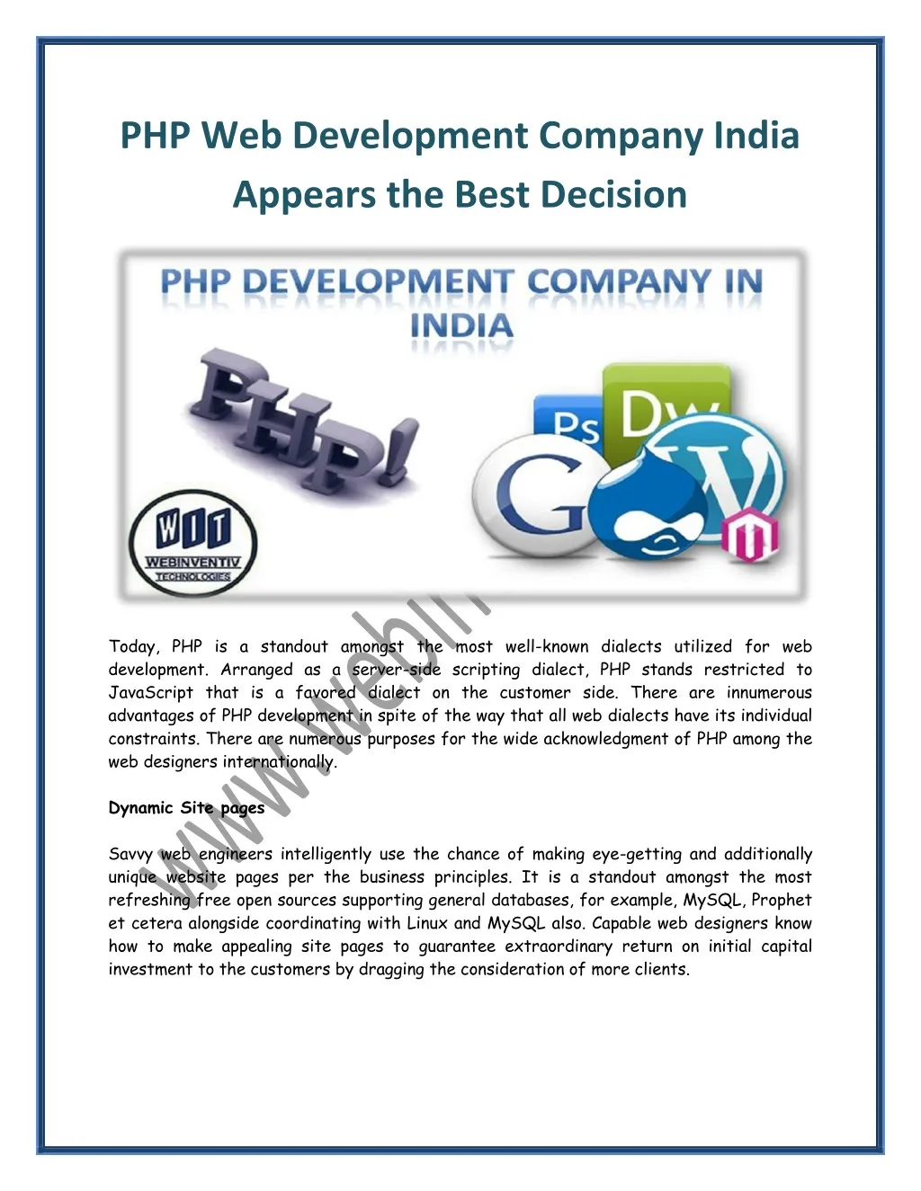php web development company india appears