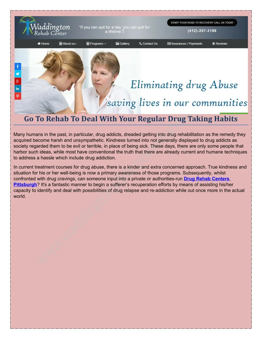 go to rehab to deal with your regular drug taking