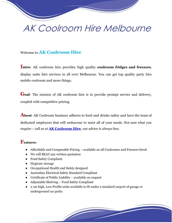 Party Hire Mobile Coolroom - AK Coolroom Melbourne