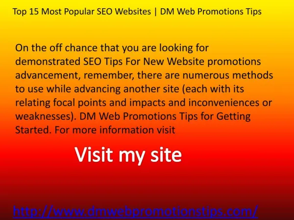 Top 15 Most Popular SEO Websites | DM Web Promotions Tips