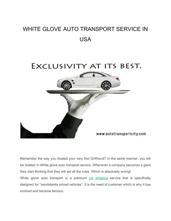 White glove auto transport service in usa
