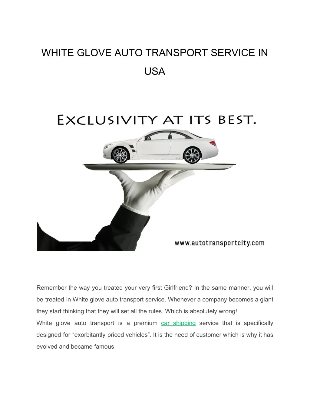 white glove auto transport service in