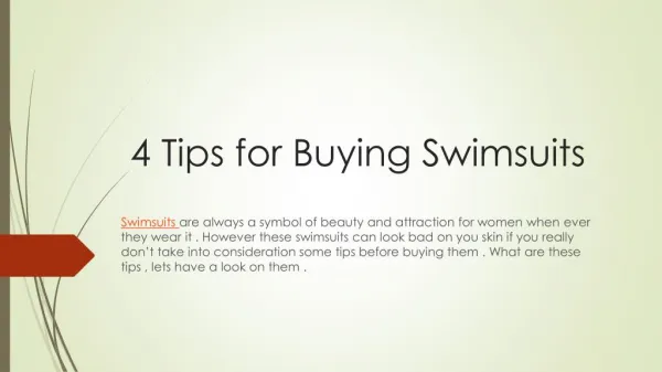 4 Tips for Buying Swimsuits