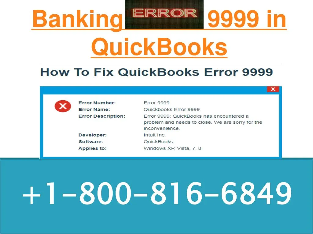 banking error 9999 in quickbooks