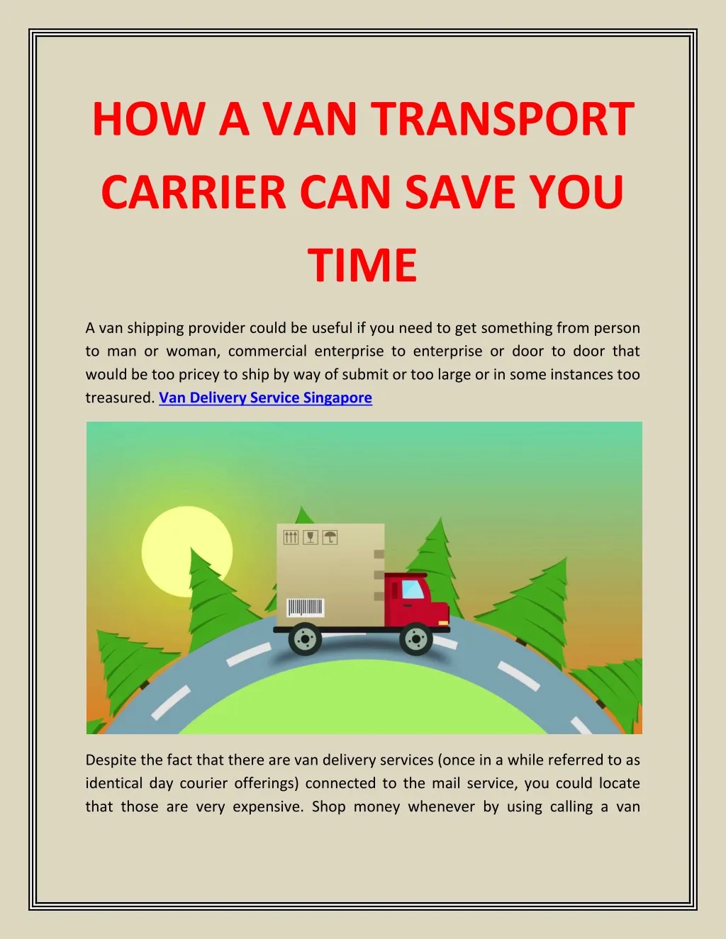 how a van transport carrier can save you time