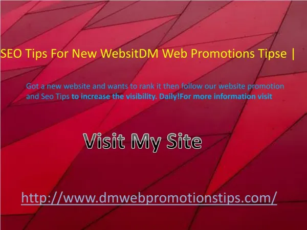 SEO Tips For New Website | DM Web Promotions Tips