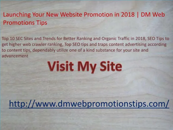 Launching Your New Website Promotion in 2018 | DM Web Promotions Tips