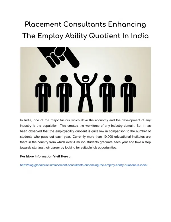 Placement Consultants Enhancing The Employ Ability Quotient In India