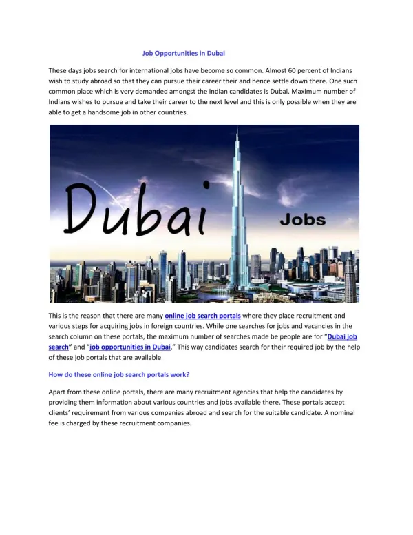 Job opportunities in Dubai | Usdjob