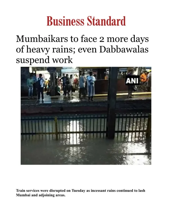 Mumbaikars to face 2 more days of heavy rains; even Dabbawalas suspend work 