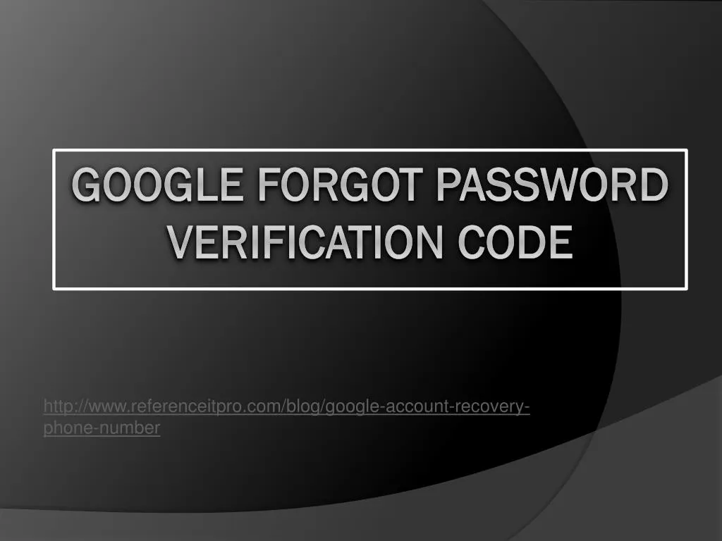 google forgot password verification code