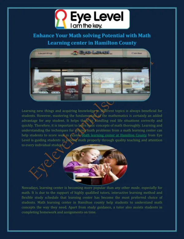 Bridge the Learning Gap with Eye Level Math Learning Center at Hamilton County